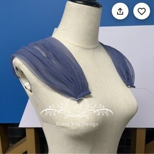 Detachable navy blue tulle sleeves for strapless dress   - new, never worn